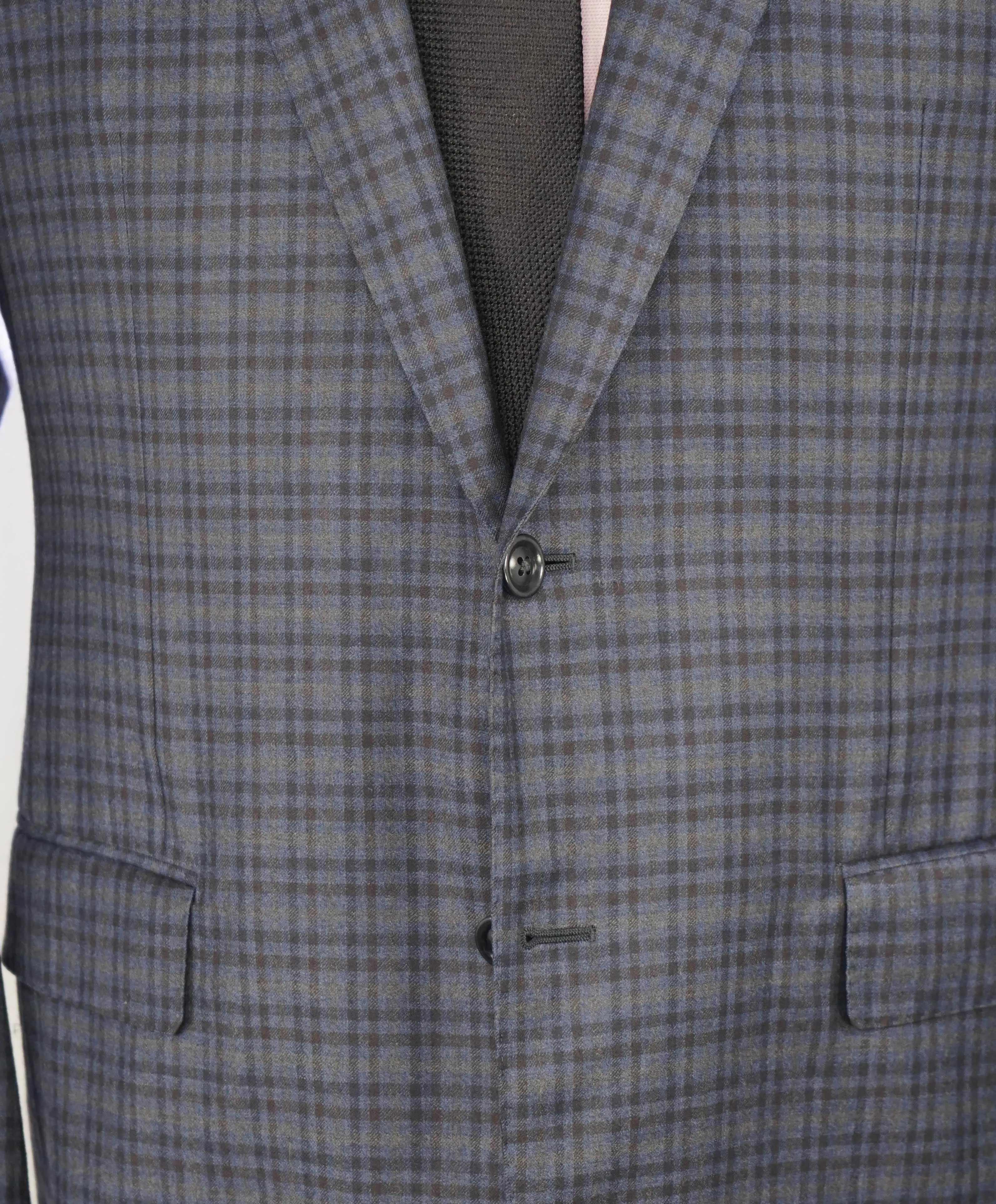 $3,290 ERMENEGILDO ZEGNA- “TORFEO LIGHT”  Blue Check Plaid Blazer- 42R