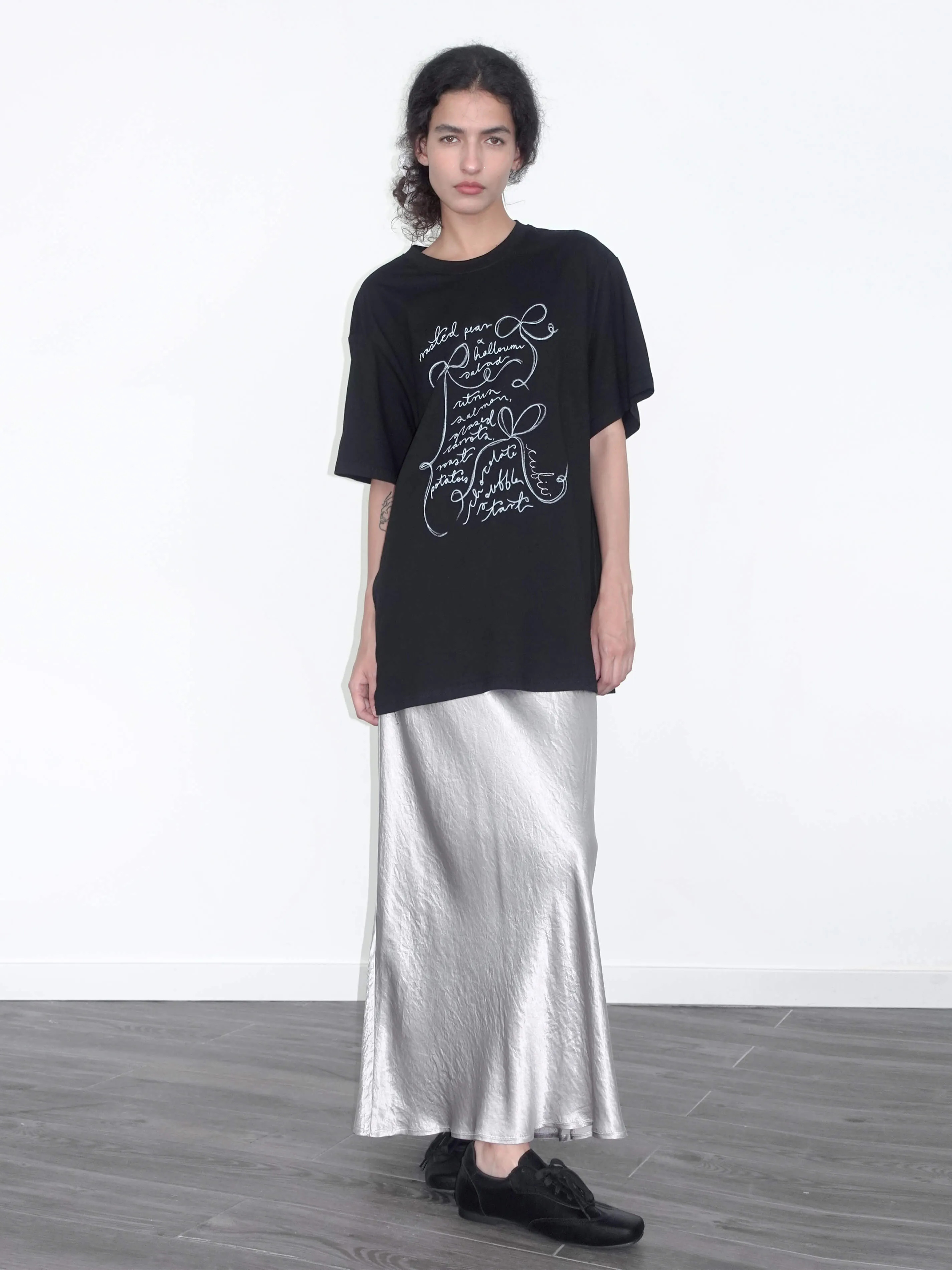 Bow Print Round Neck Casual T-shirt