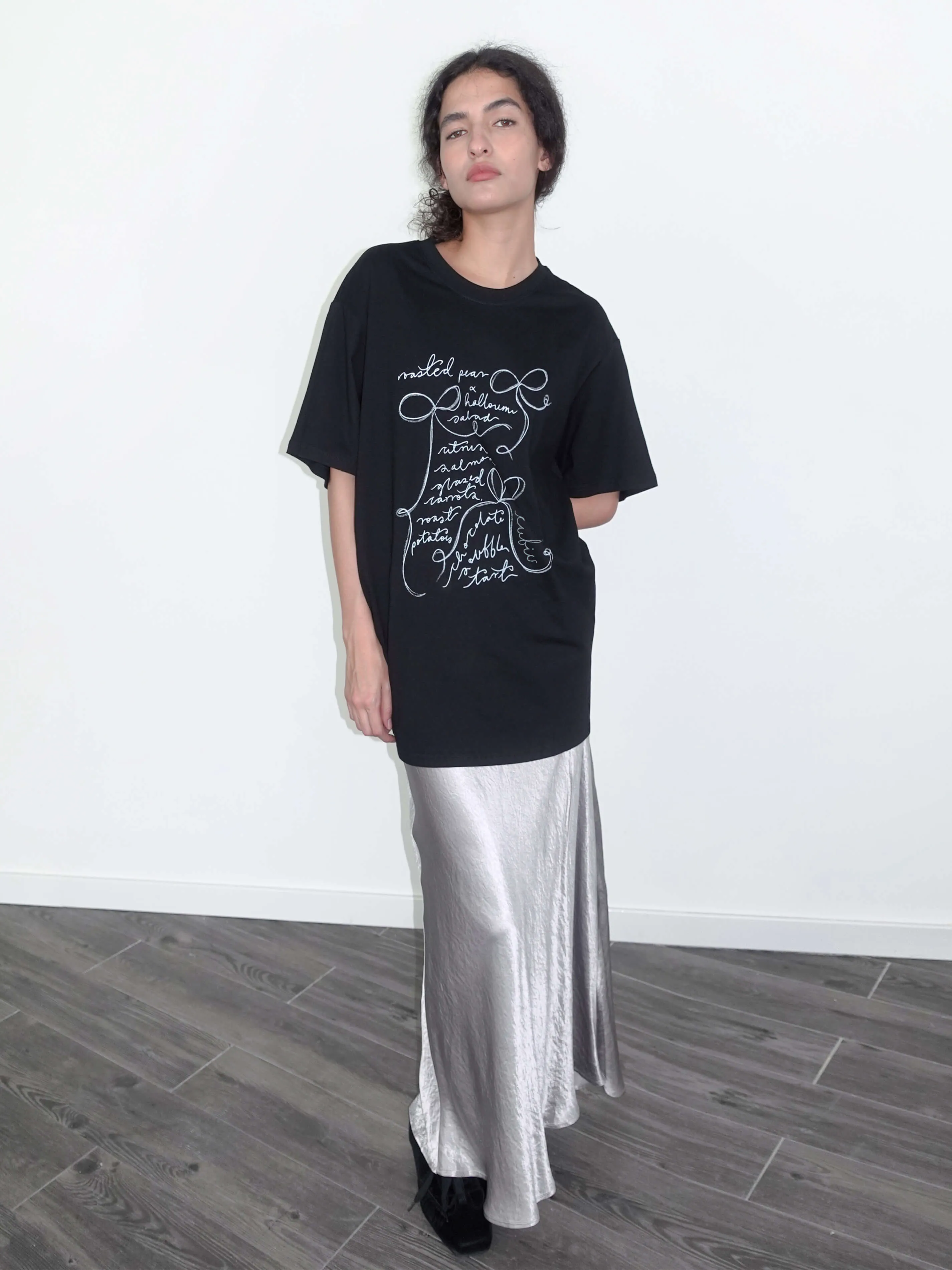 Bow Print Round Neck Casual T-shirt