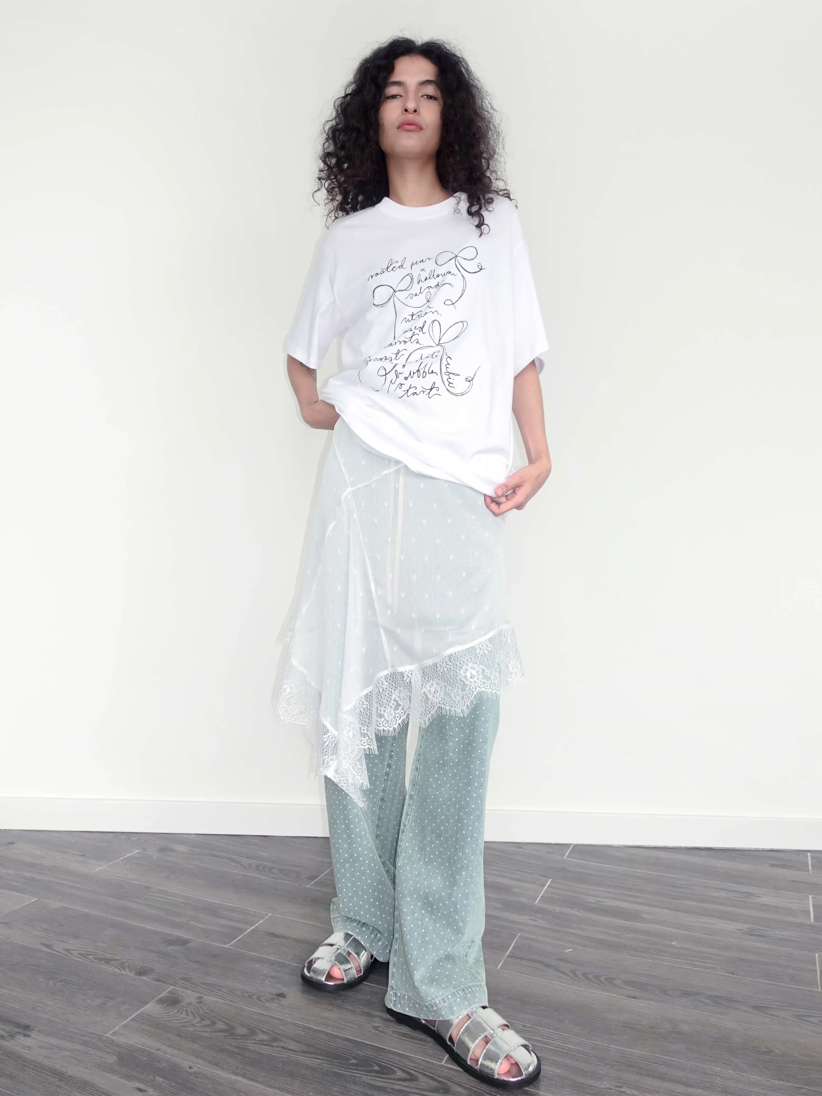Bow Print Round Neck Casual T-shirt