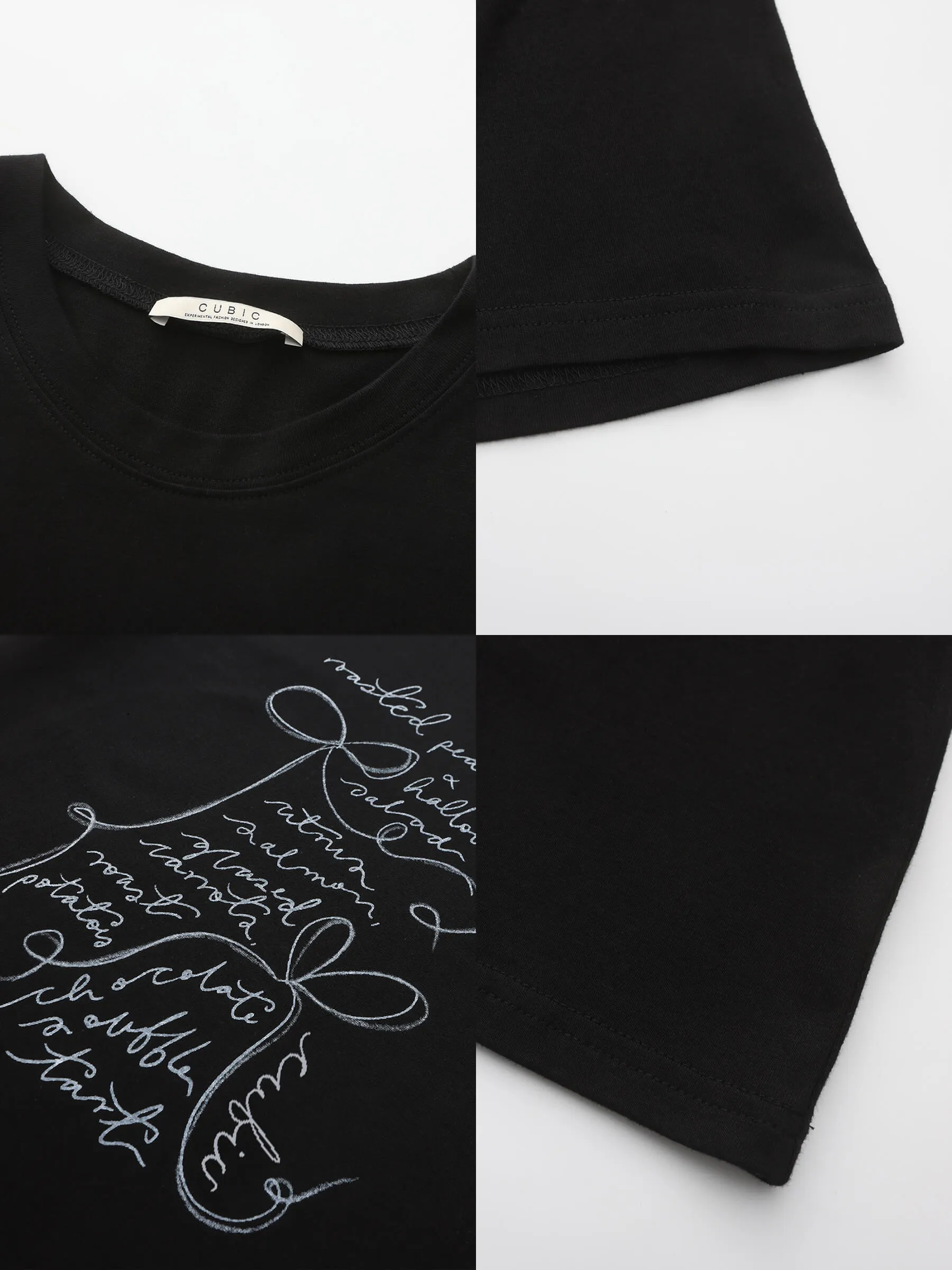 Bow Print Round Neck Casual T-shirt