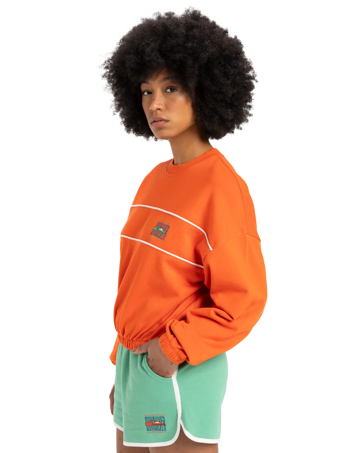 Crop Over Crew Sweatshirt in Tigerlily