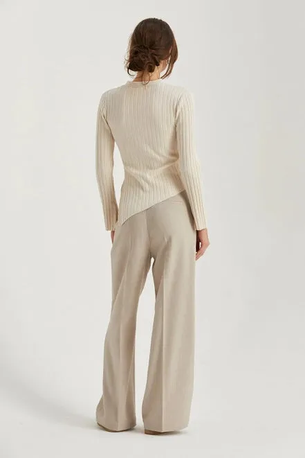 Ct8839- Danielle Rib Knit Asymmetric Hem Top