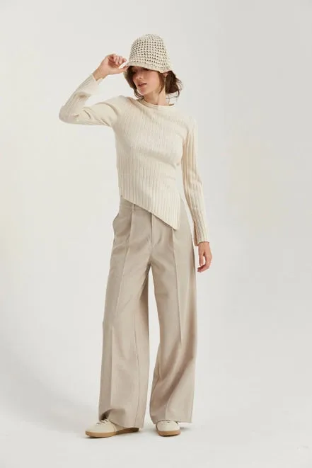 Ct8839- Danielle Rib Knit Asymmetric Hem Top
