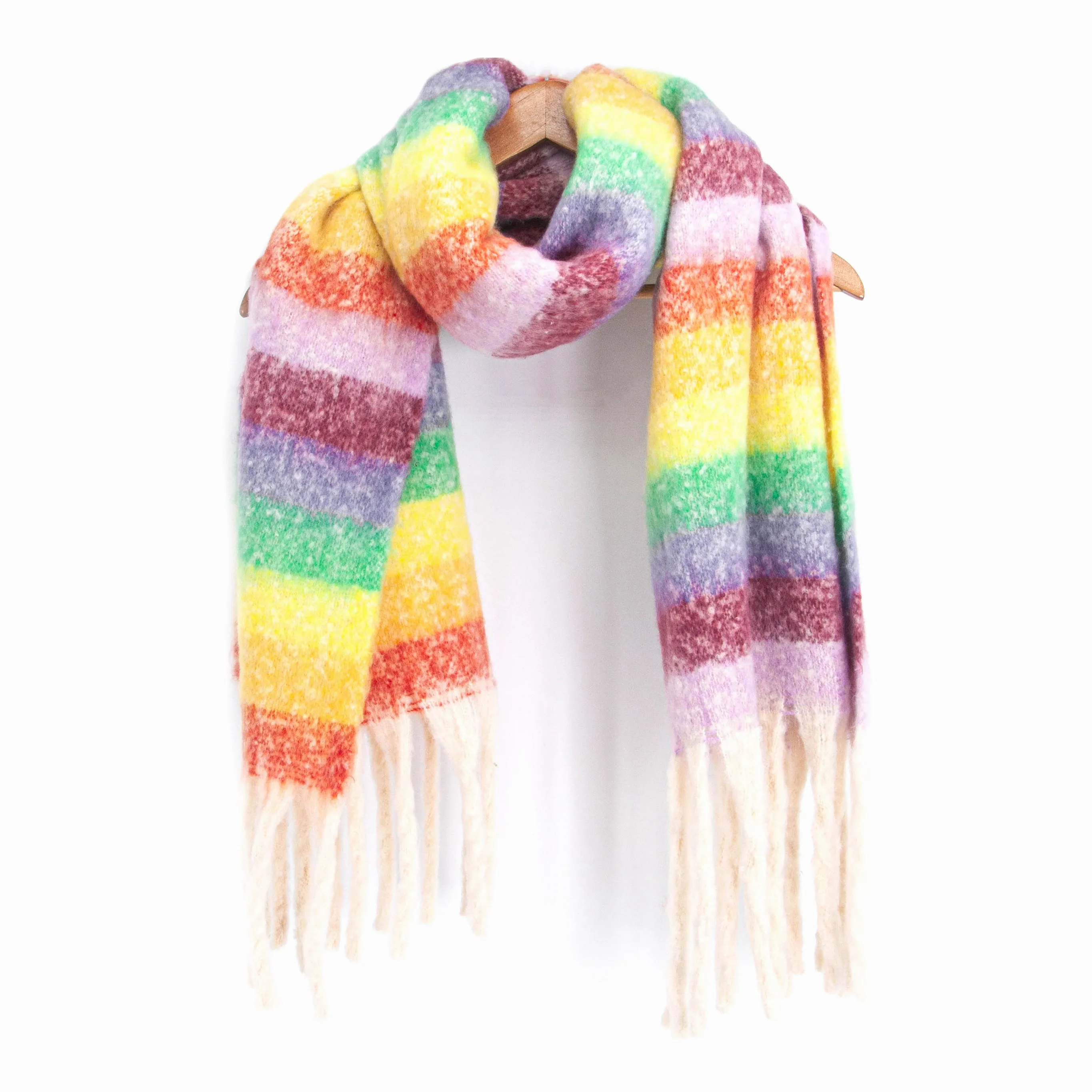 Eliza Heavyweight Scarf - Multi, Rainbow Stripe