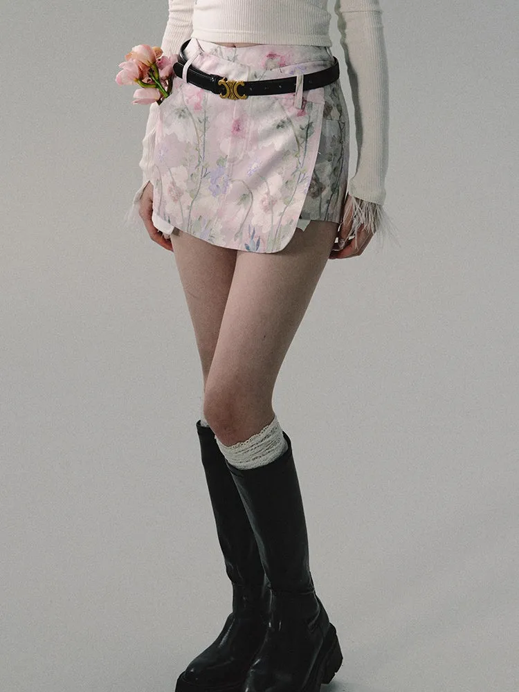 Flower Double Waist Culottes Shorts