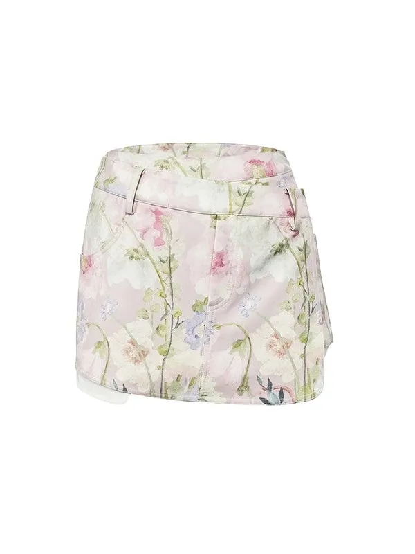 Flower Double Waist Culottes Shorts