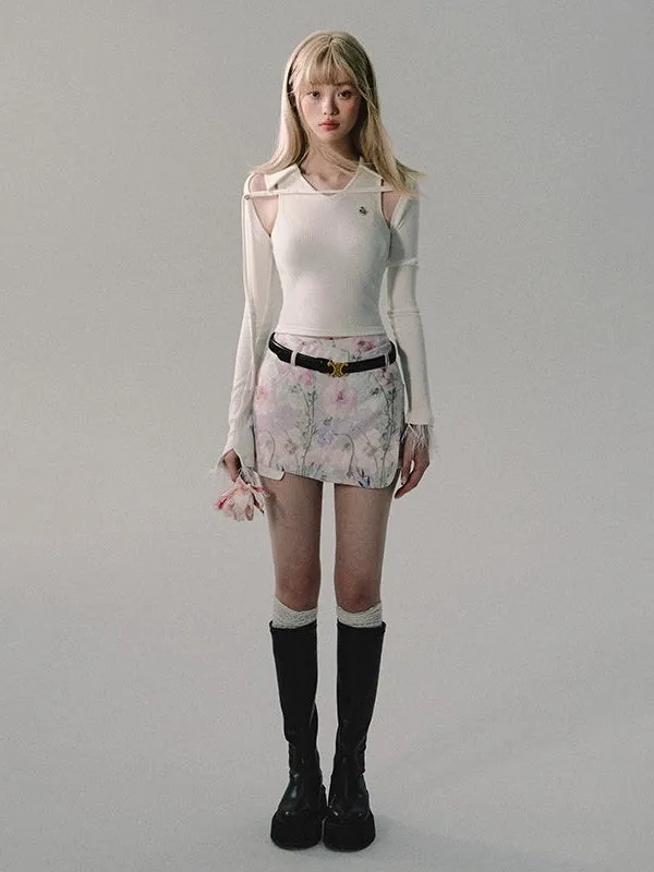 Flower Double Waist Culottes Shorts