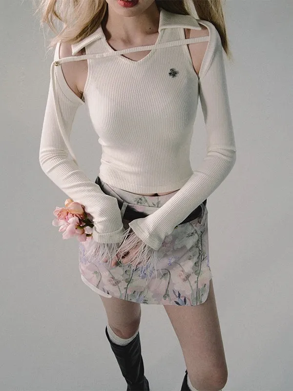 Flower Double Waist Culottes Shorts