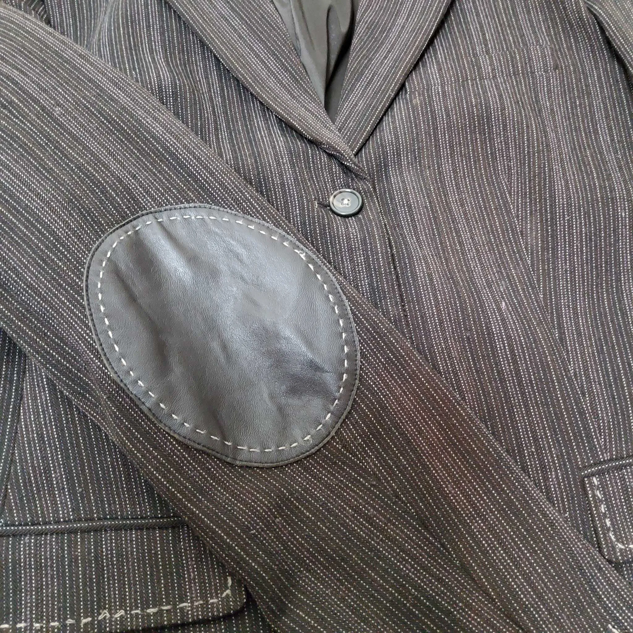 Gianni Bini Brown Pinstripe Blazer with Elbow Patches, Women's Size 8