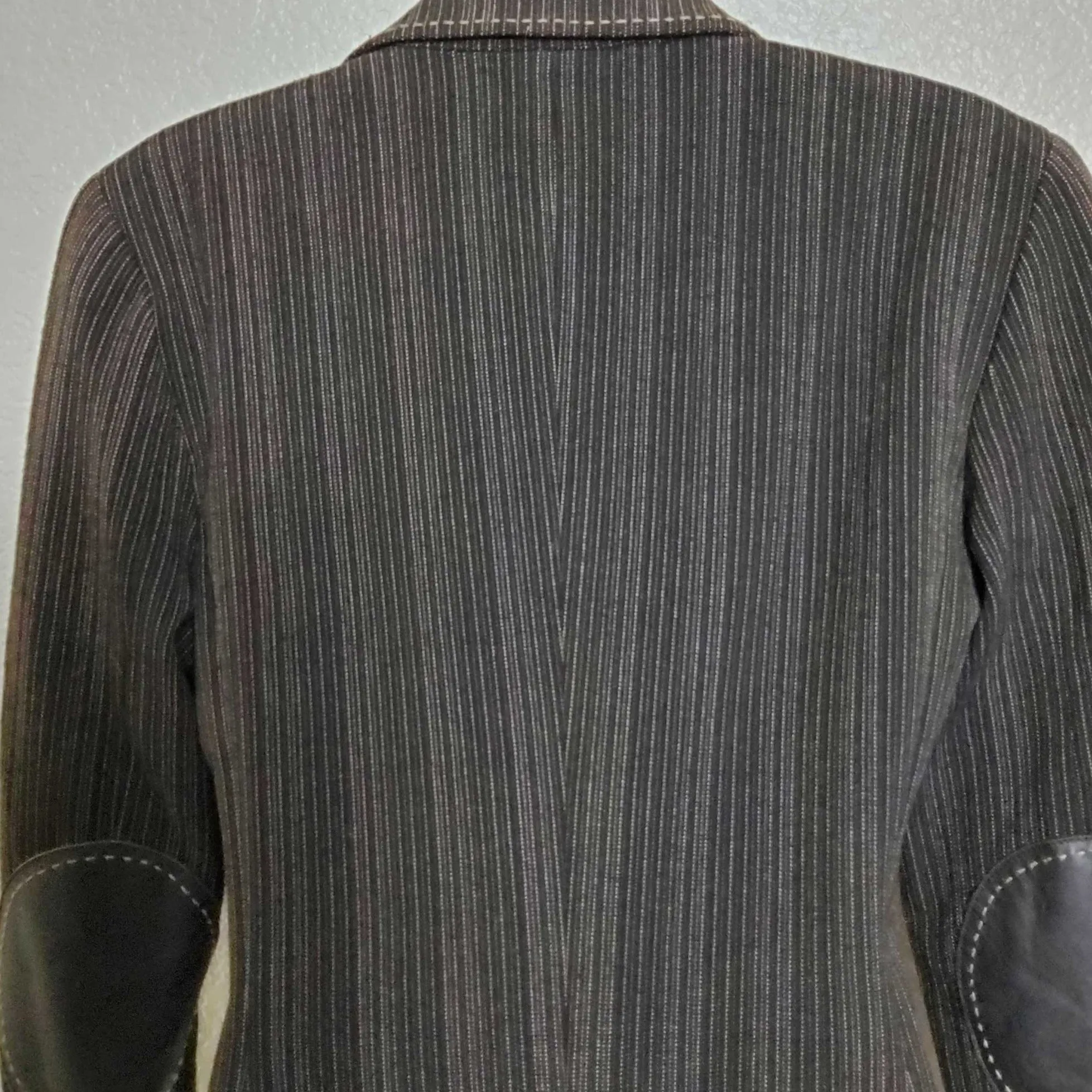 Gianni Bini Brown Pinstripe Blazer with Elbow Patches, Women's Size 8