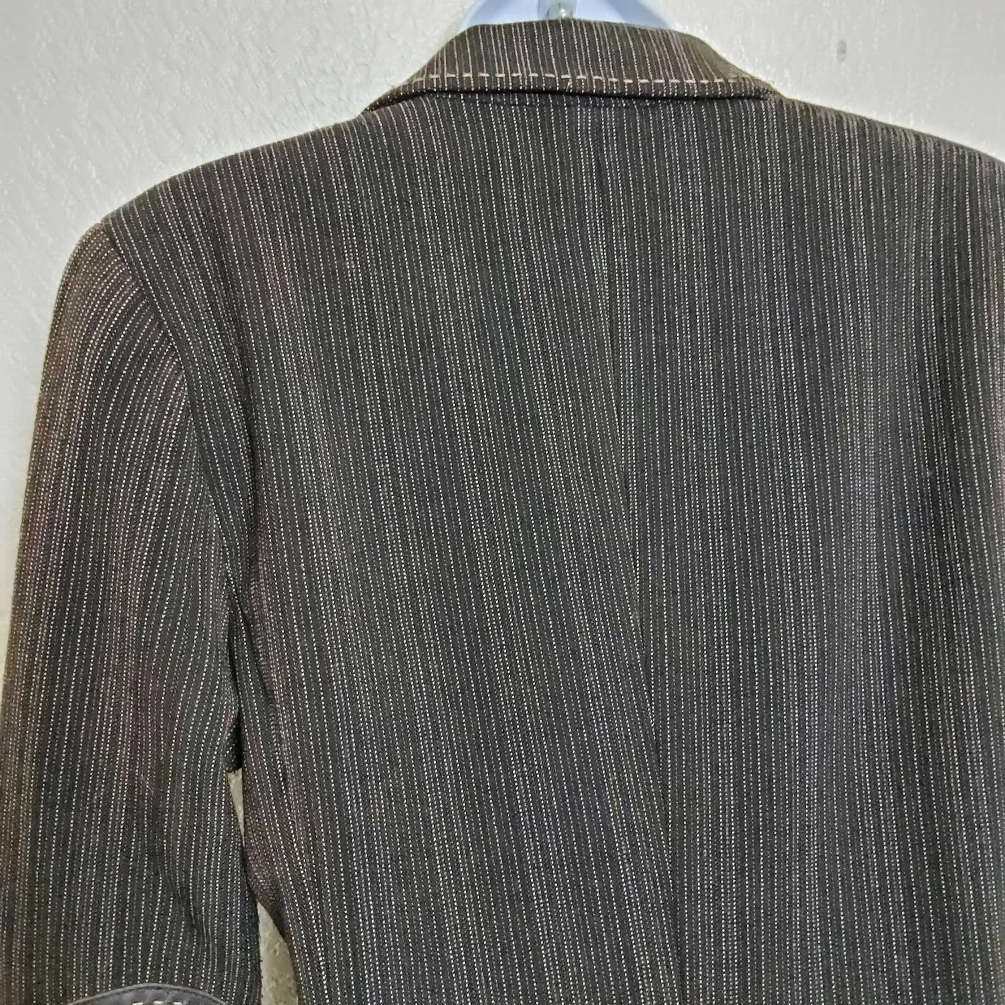 Gianni Bini Brown Pinstripe Blazer with Elbow Patches, Women's Size 8