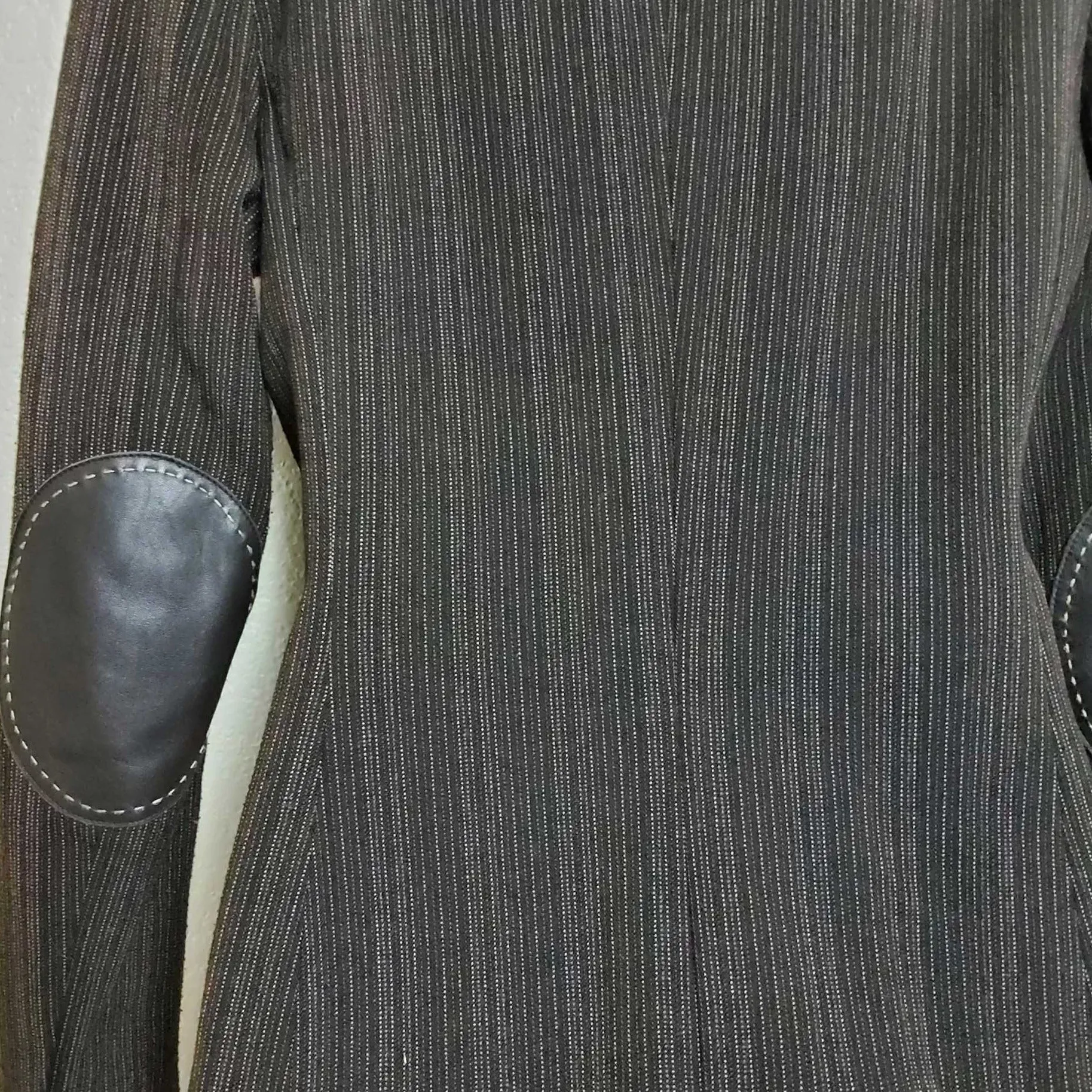 Gianni Bini Brown Pinstripe Blazer with Elbow Patches, Women's Size 8