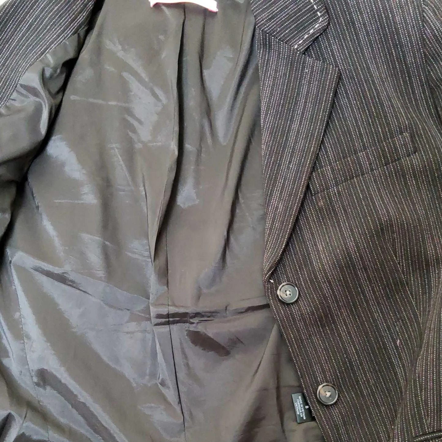 Gianni Bini Brown Pinstripe Blazer with Elbow Patches, Women's Size 8