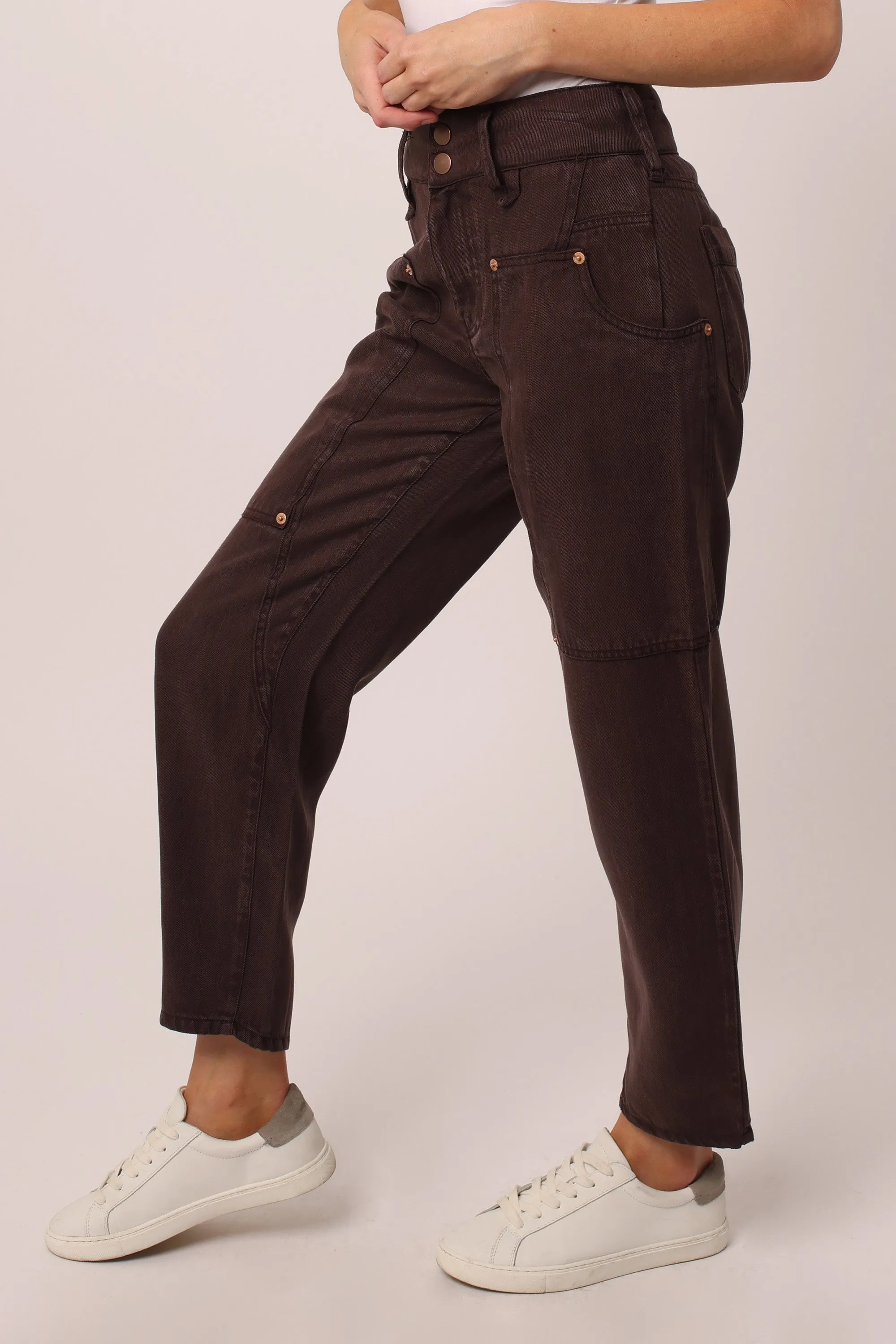 LANI HIGH RISE CROPPED CARGO PANTS DARK OAK