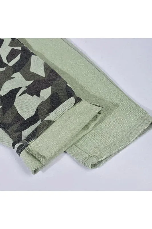PY481 Camo Denim Long Pants