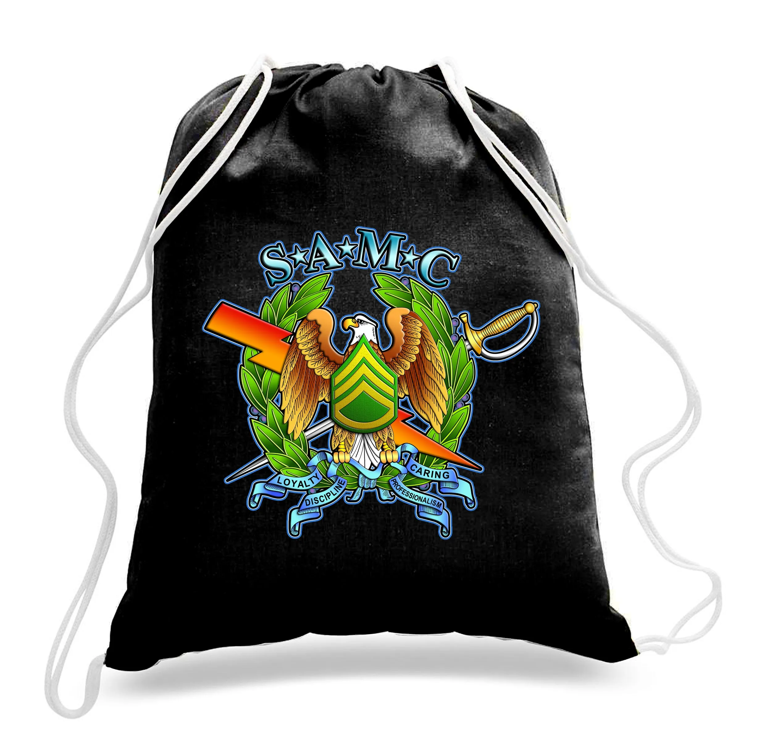 SAMC Cotton Canvas Draw String Bag- Comes in White and Black.