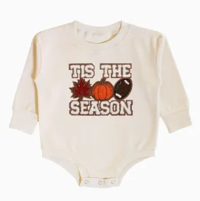 Tis The Season Pumpkin Patch Long Sleeve Romper - Natural