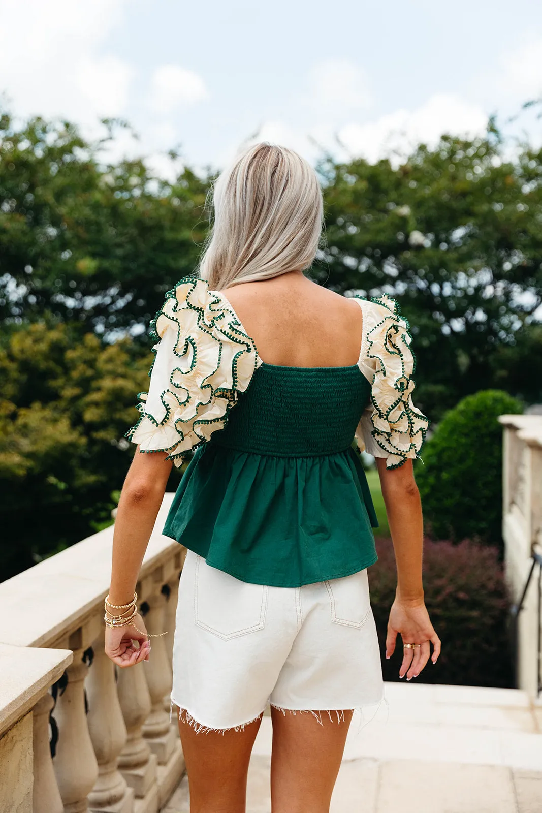 Yours Truly Ruffle Top - Green