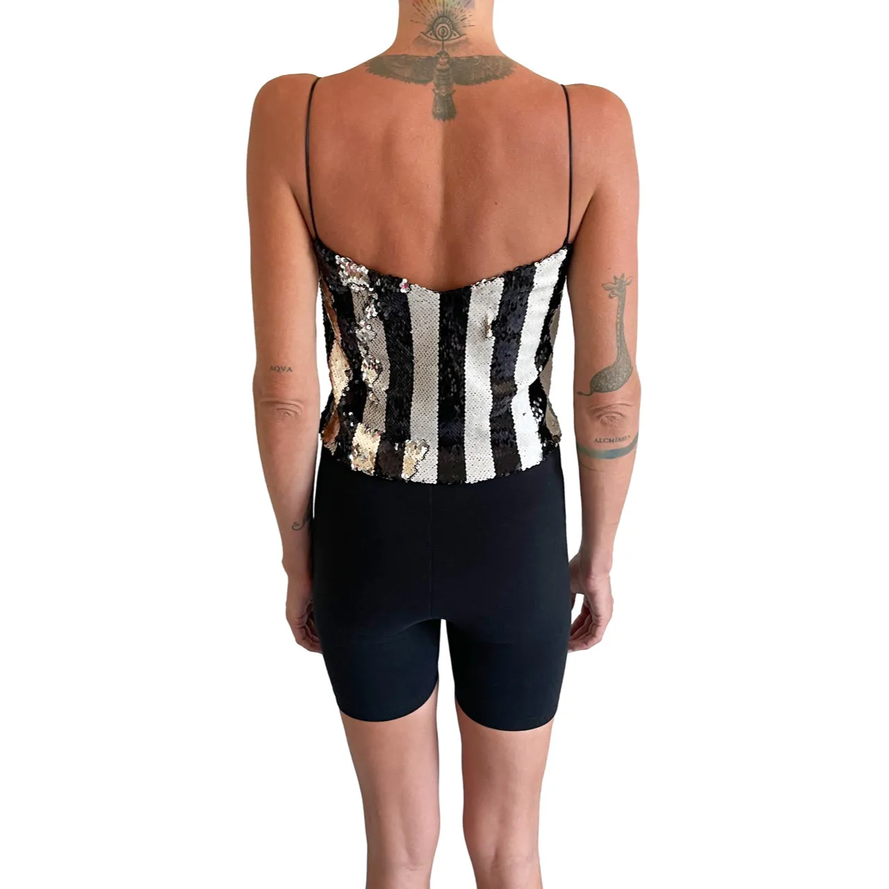 Zara Striped Sequin Cami Top