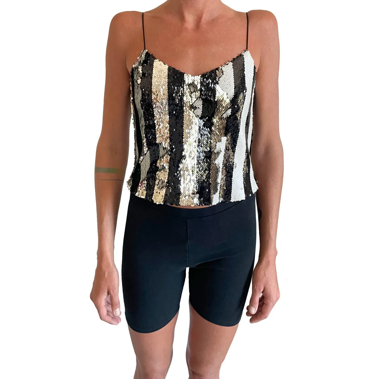 Zara Striped Sequin Cami Top